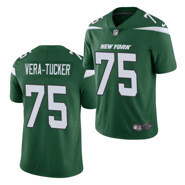 Men New York Jets 75 Alijah Vera-Tucker Nike Green Vapor Limited NFL Jersey